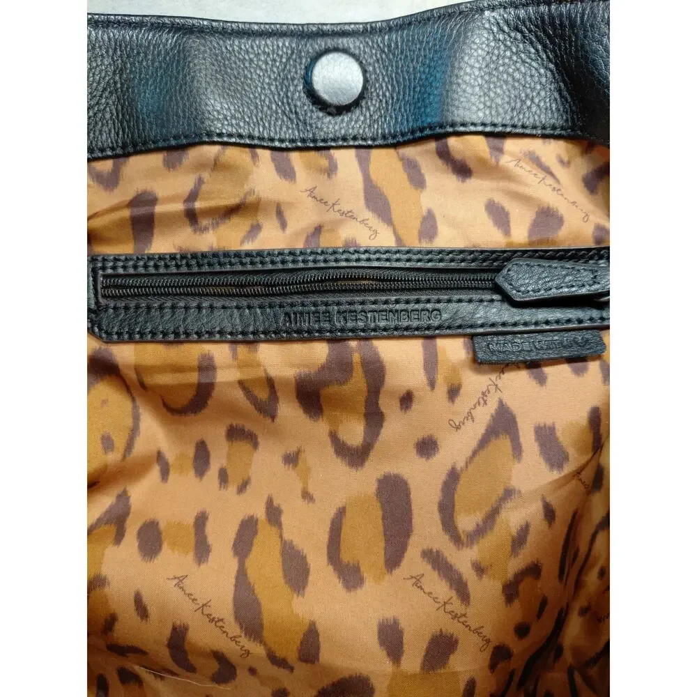 Aimee Kestenberg Road Trip Pebble Leather Convertible Satchel Black Moto Utility